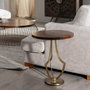 BigBuy Home Table d'appoint Doré Naturel Ronde
