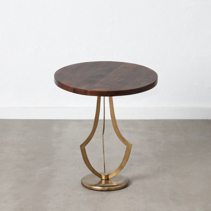 BigBuy Home Table d'appoint Doré Naturel Ronde