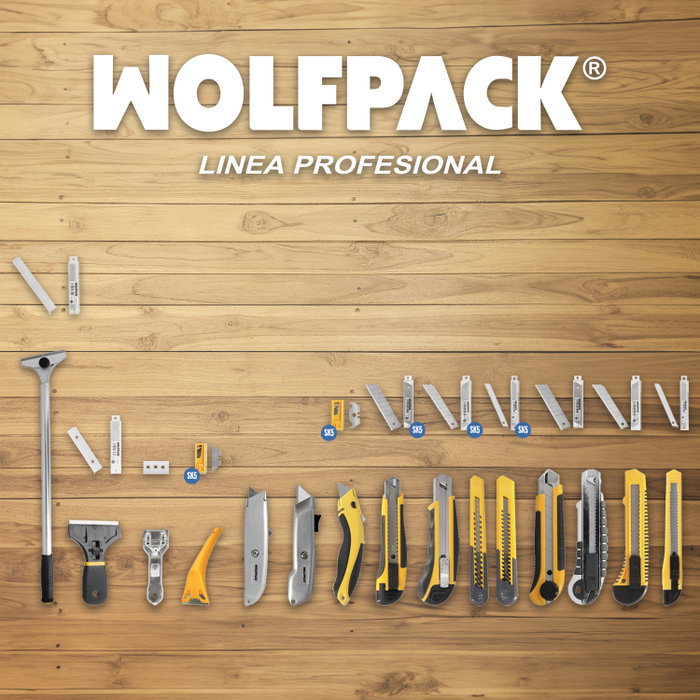 WOLFPACK LINEA PROFESIONAL Cutter Professionnel 18mm avec 8 Lames Acier SK5