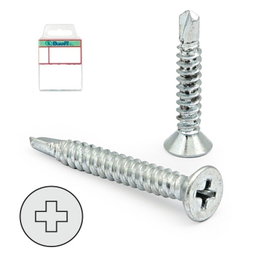 BUARFE Blister Vis à Tête Plate DIN 7504-P Zinguée 19 mm