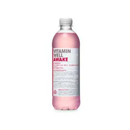 Vitamin Well Awake - Boisson Vitaminée au Goût Framboise, avec Caféine, Vitamines D3, B12 et Acide Folique, 500 ml