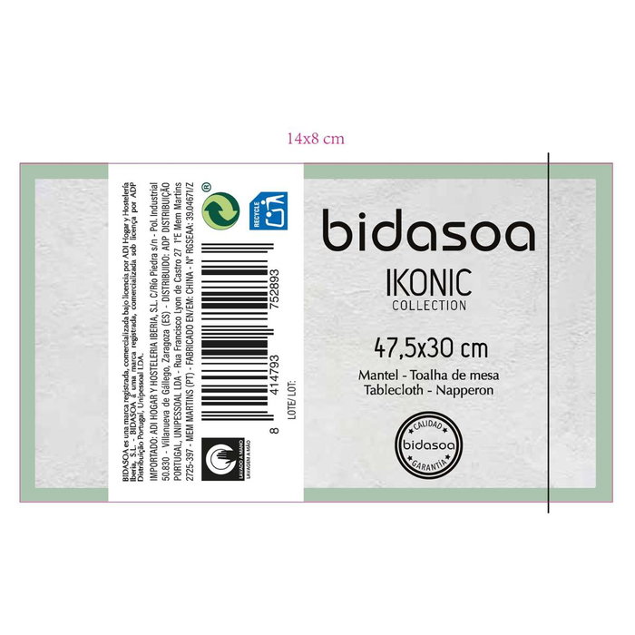 Mantel Individual Ikonic Bidasoa 47,5x30 cm (36 Unidades)