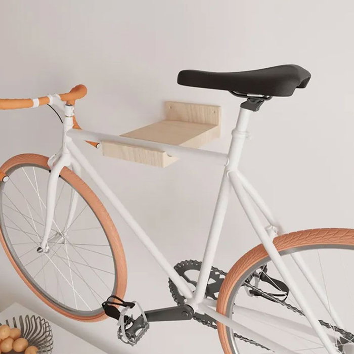Rei 2-8062.90 Support mural fixe pour vélo en hêtre laqué mat 10x20x36 cm, charge max 25 kg