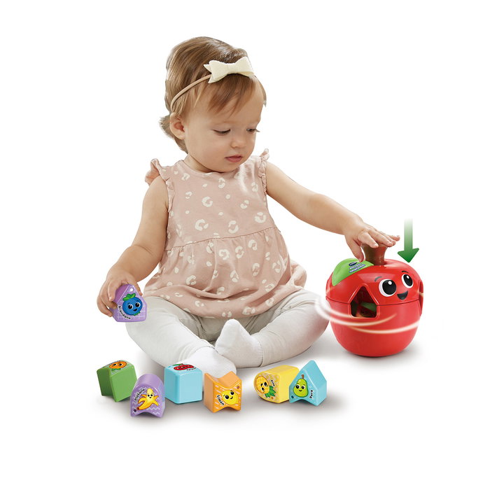 V-Tech Encajables Figuras Manzanita Comeformas 80-564622 - Jeu d'encastrement avec formes et nourriture, 10 pièces en plastique recyclé, pour enfants dès 12 mois
