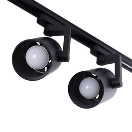 Lumiastra Pack de 2 projecteurs sur rail monophasé E27 PAR30/A65 - Noir