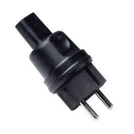 FNP Clavija bipolaire en caoutchouc noir IP44 16A 250V pour câble rectangulaire 5x11mm - 99x42mm