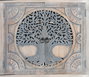 GINER Y COLOMER - Buffet en bois de manguier avec 4 portes décorées à la main, motifs sculptés Arbre de Vie, finition naturelle et bleue, intérieur avec étagères