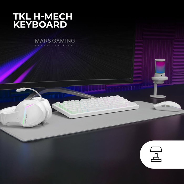 clavier et souris Mars Gaming MCPRGB3WES Espagnol Qwerty Blanc