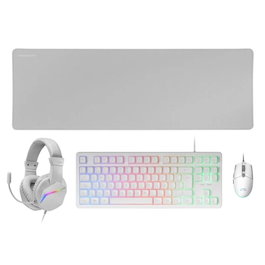 Mars Gaming Combo MCP-RGB3, pack gaming 4-en-1 : clavier TKL H-Mech rouge, souris 3200 DPI, casque FRGB, tapis XXL