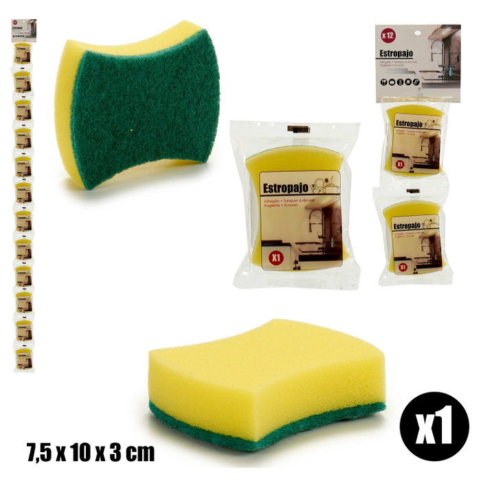 Arte Regal Éponge Ovale Fibre Synthétique Jaune Vert 10x7.5x3 cm (Set de 96)