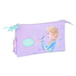 Trousse Fourre-Tout Triple Frozen Spirit Lila 22 x 12 x 3 cm