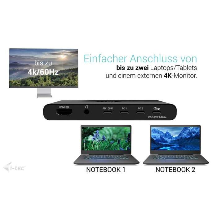 i-Tec C31KVMHDMIDOCKPD Hub USB Noir 100 W