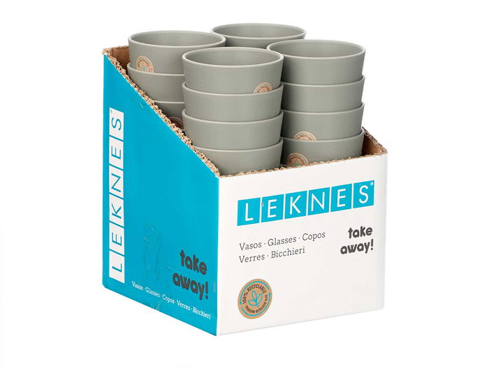 Leknes Verre Conique Gris 200 ml 7,8 x 9 cm Plastique PP (Set de 24)
