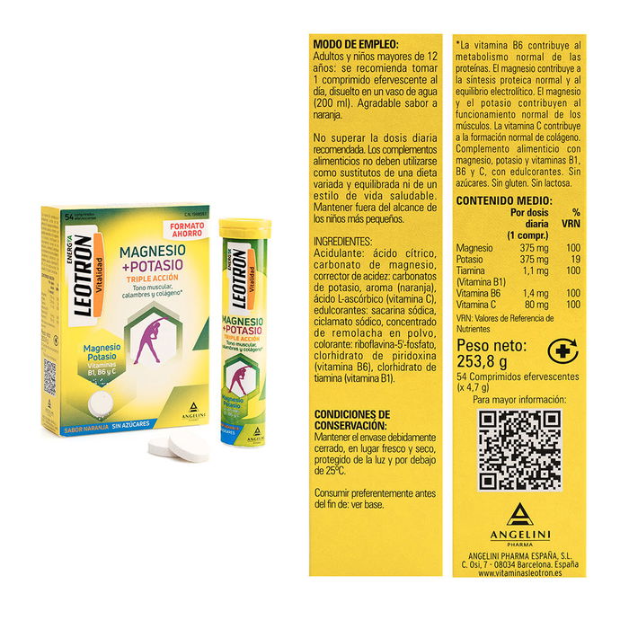 Leotron ENERGY Comprimés Effervescents Triple Action Orange 54 unités