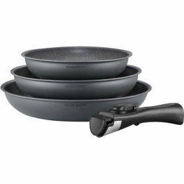 Arthur Martin Set de 3 poêles 20-24-28 cm Gris Mat avec poignée amovible AM521GM