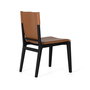 GINER Y COLOMER - Lot de 2 chaises en bois avec assise en cuir synthétique - Patines noires et marron clair