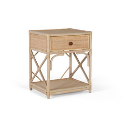 GINER Y COLOMER Table de Noche en Rotin Naturel - Buffet de Chevet avec Dimensions 50x40x60 cm, Meuble de Chambre sans Montage