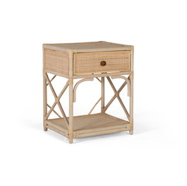 GINER Y COLOMER Table de Noche en Rotin Naturel - Buffet de Chevet avec Dimensions 50x40x60 cm, Meuble de Chambre sans Montage