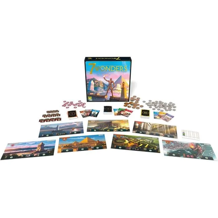 Repos Production 7 Wonders - Nouvelle Édition Unbox Now - Jeu de société stratégie - 30 min - À partir de 10 ans - 3 à 7 joueurs - Version française