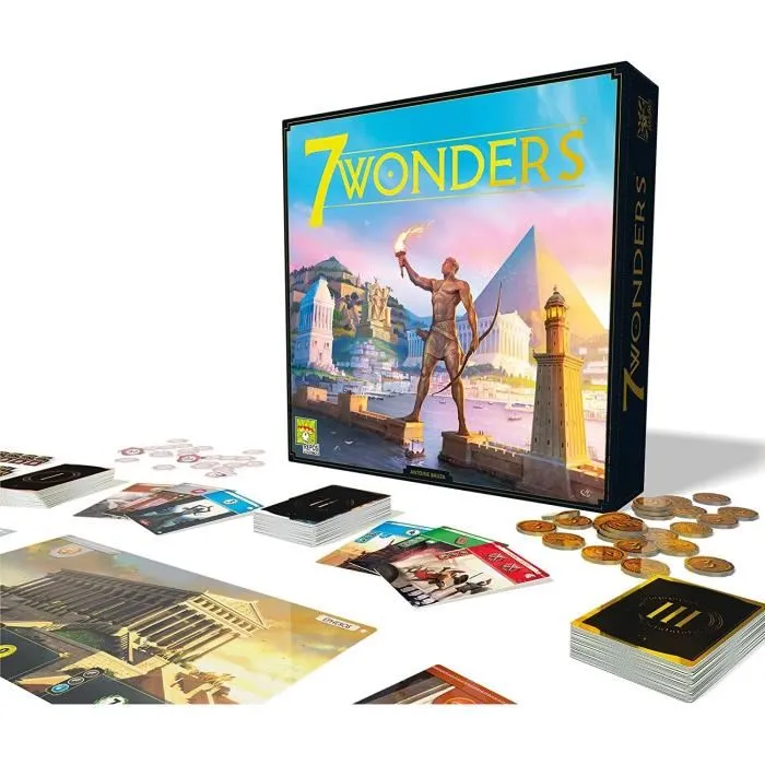 Repos Production 7 Wonders - Nouvelle Édition Unbox Now - Jeu de société stratégie - 30 min - À partir de 10 ans - 3 à 7 joueurs - Version française