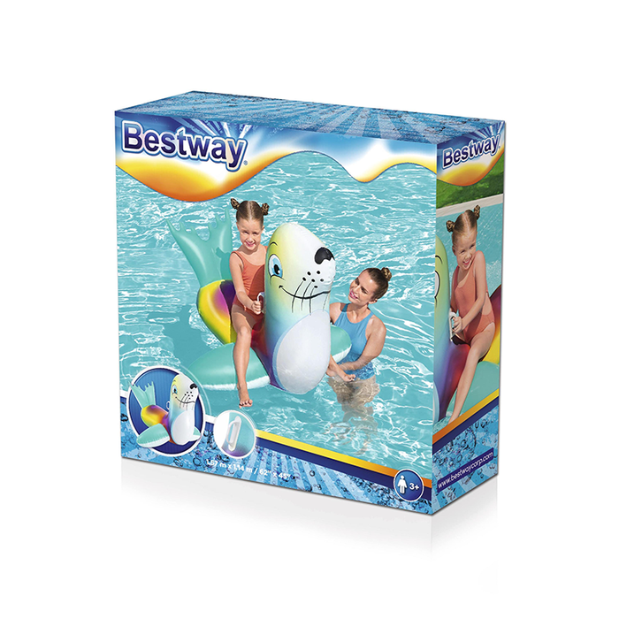 Bestway 41479 Figure Gonflable Phoque avec Poignées 157x114 cm +3 Ans Plage et Piscine