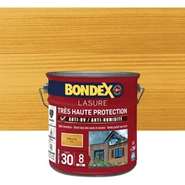 Bondex Lasure Haute Protection 8 ans Bois Extérieur Indice UV 30 Chêne Clair Satin 2.5 Litres A+