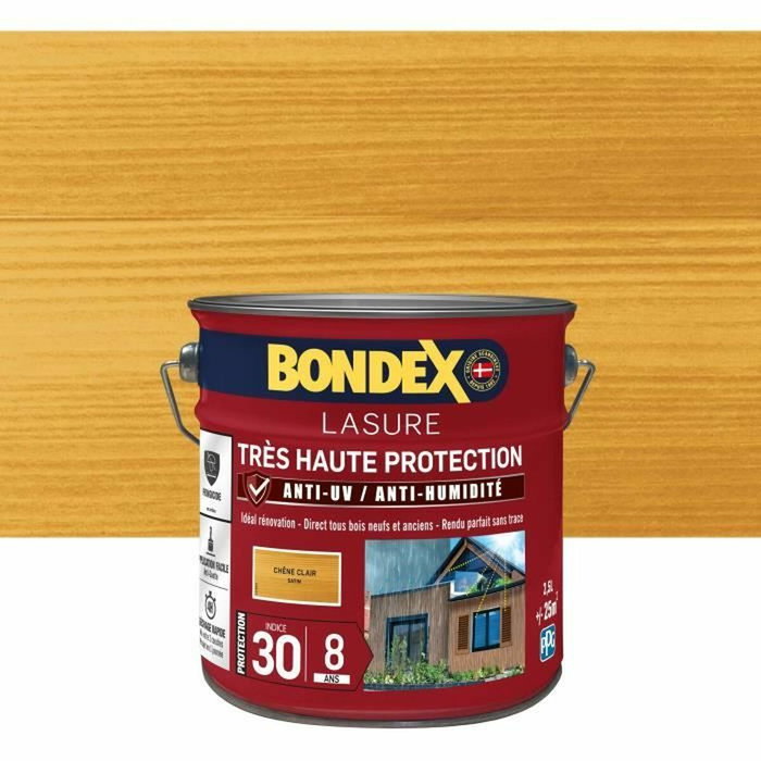 Bondex Lasure Très Haute Protection 8 ans Chêne Clair Satin 2,5L
