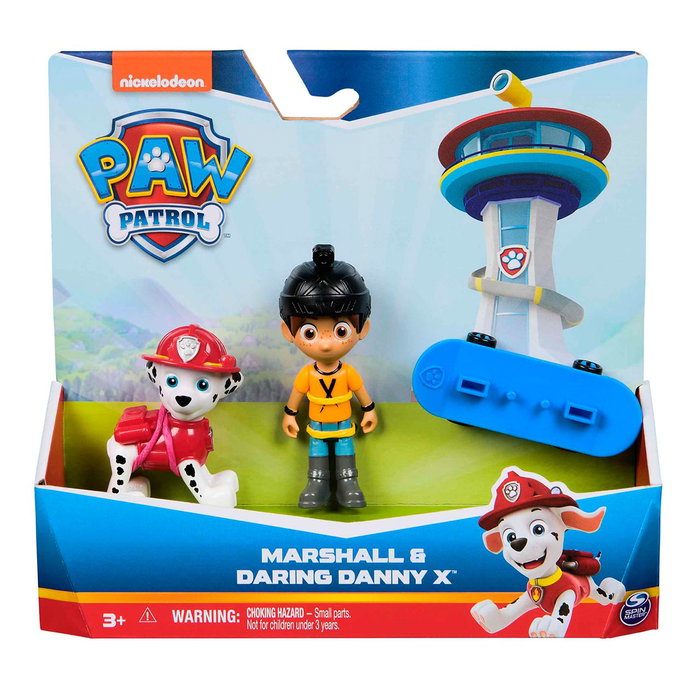 SPIN MASTER PAW PATROL Figurine Hero Pup Core Marshall et Danny avec Skateboard