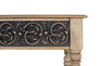 GINER Y COLOMER - Console d'entrée en bois de manguier design artisanal, finition naturelle et gris patiné, avec étagère inférieure - 174 cm