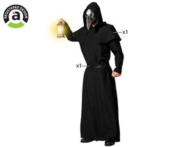 Déguisement Homme Adulte Peste Noire avec Tunique à Capuche - Costume Halloween Historique Horreur Taille M-L Noir Polyester