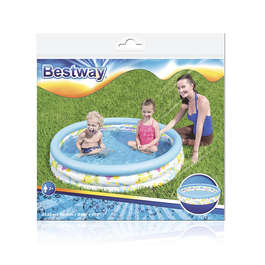 Bestway 51226 Piscine Gonflable Enfant 3 Anneaux 122x25 cm +2 Ans Jardin