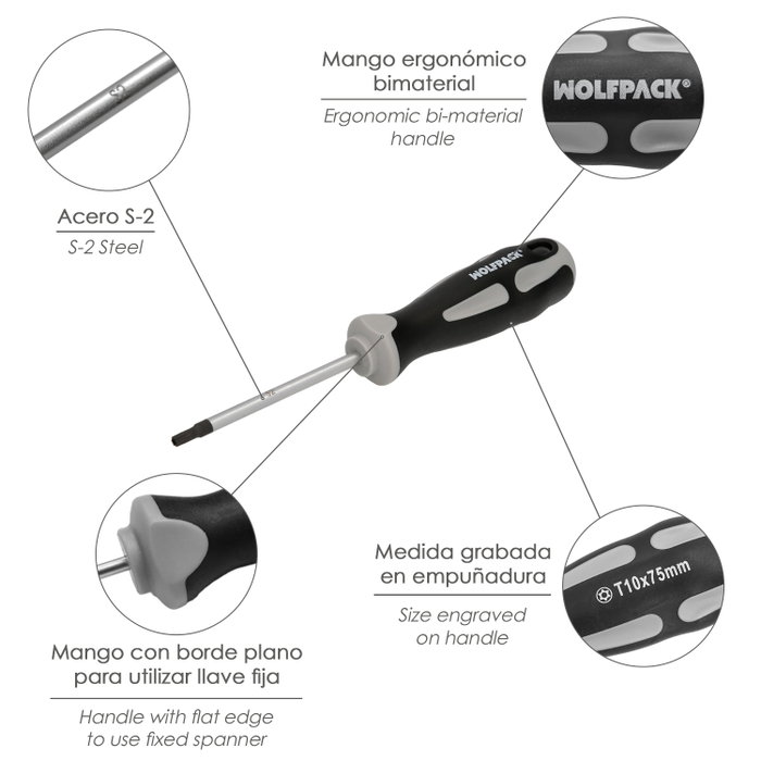 WOLFPACK LINEA PROFESIONAL Tournevis Torx Inviolable T10