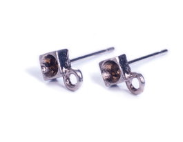 Innspiro Boucle d'oreille métallique carrée argentée vieilli pour incrustation Xilion 3mm