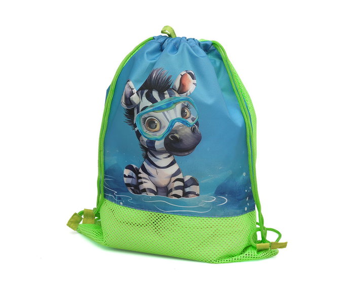 KioKids Sac de Plage Animaux Kiokids Safari Fun, Polyester Vert, 5 Litres, Transformable en Sac à Dos, Réversible, pour Enfants Dès la Naissance