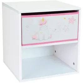 Fun House Table de Chevet Enfant Thème Licorne avec Rangement, Dimensions 33 x 30 x 36 cm, Assemblage Facile