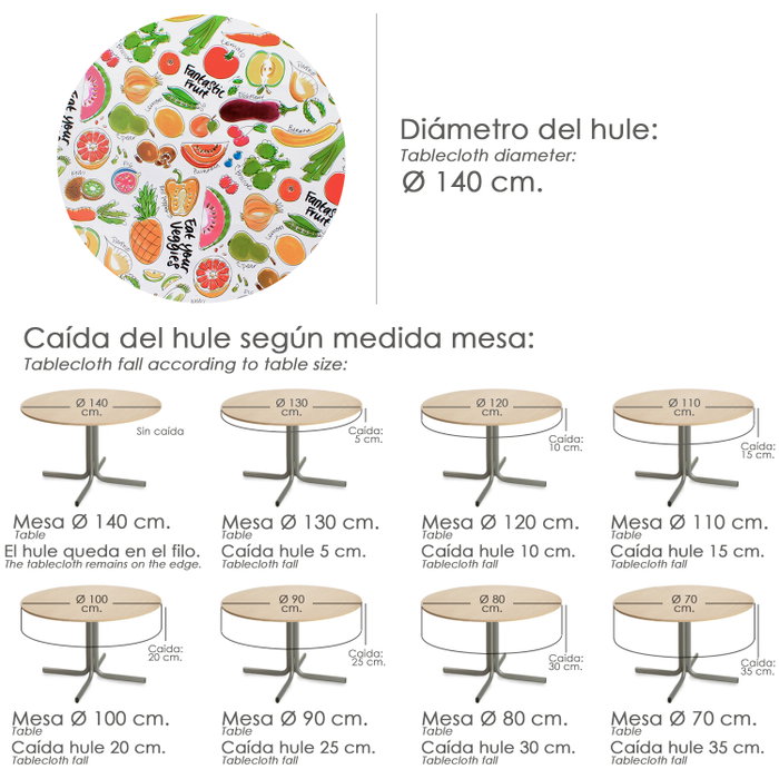 ORYX Nappe ronde en PVC Ø 140 cm Fruits Fantaisie ORYX Nappe ronde en PVC Ø 140 cm Fruits Fantaisie