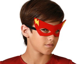Masque de super-héros rouge avec éclairs jaunes pour enfant