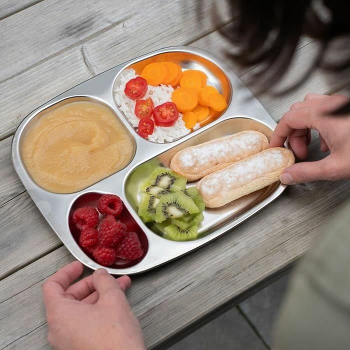 Thermobaby Plateau compartimenté 4 compartiments en Inox Thermobaby Plateau compartimenté 4 compartiments en Inox