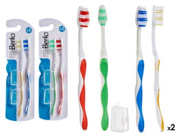 Berilo Lot de 2 brosses à dents avec étui 7x24x1 cm (Set de 48)