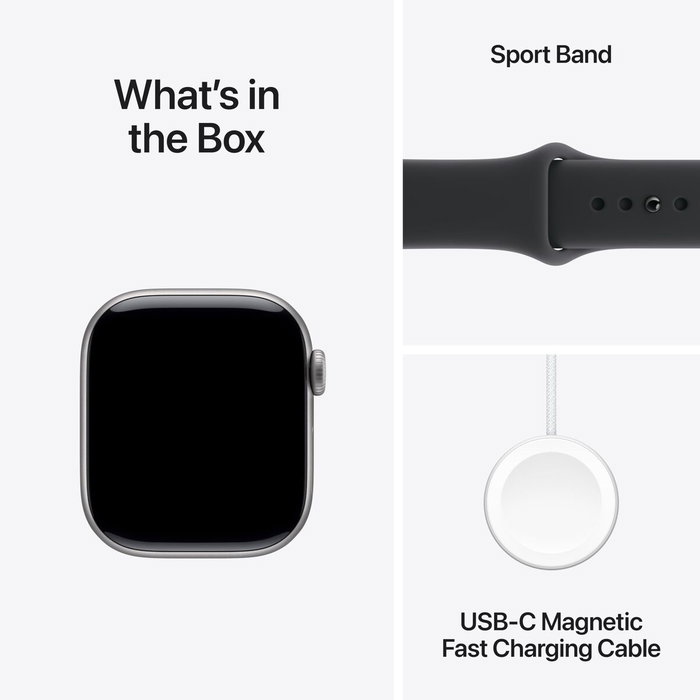 Apple Watch Series 11 GPS - 42mm - Boîtier Space Grey Aluminium - Bracelet Black Sport Band - S/M