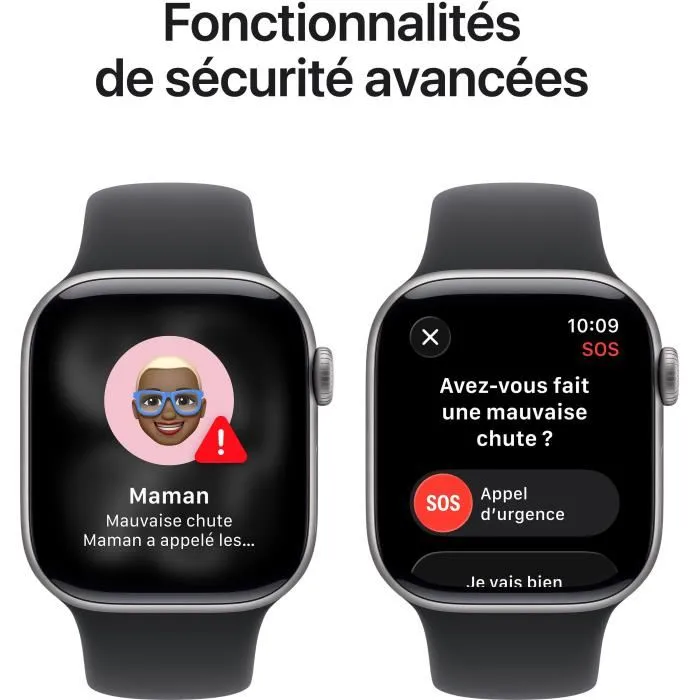 Apple Watch Series 11 GPS, Boîtier Aluminium Space Grey 42mm, Bracelet Sport Band Noir S/M