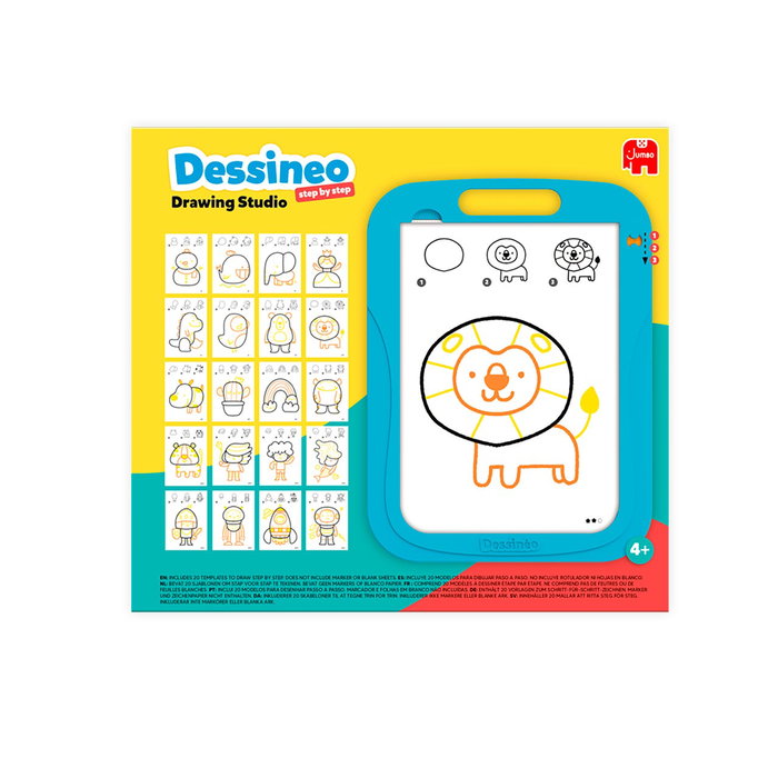 Diset Dessineo, Studio de dessin pour apprendre à dessiner étape par étape, avec 20 planches lumineuses et compartiment de rangement, pour enfants dès 4 ans
