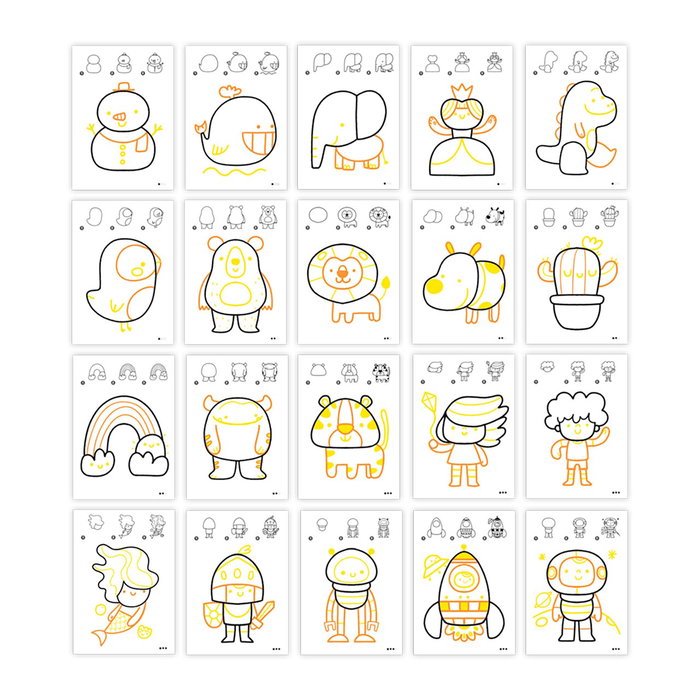 Diset Dessineo, Studio de dessin pour apprendre à dessiner étape par étape, avec 20 planches lumineuses et compartiment de rangement, pour enfants dès 4 ans
