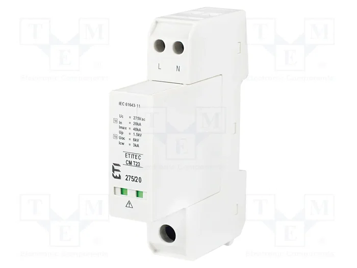 ETI POLAM Limiteur de surtensions ETITEC CM Type 2+3 2 pôles 40kA ETI POLAM Limiteur de surtensions ETITEC CM Type 2+3 2 pôles 40kA