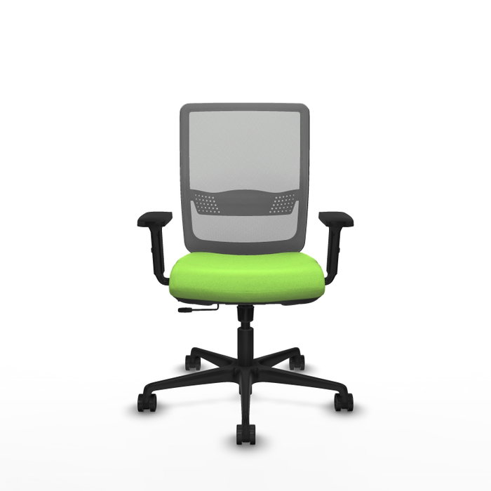 Chaise Haches Synchrone/Traslack tissu Vert pistache Maille Gris Base en nylon noir Accoudoir 2D Sans appui-tête Roulettes 65mm nylon
