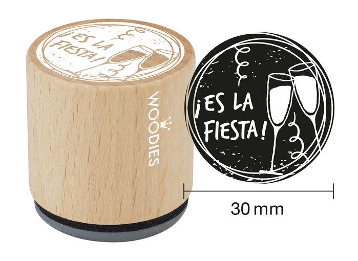 Woodies Sello de madera y caucho Es la fiesta diam. 33x30mm Woodies Sello de madera y caucho Es la fiesta diam. 33x30mm