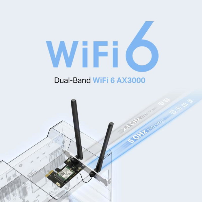 Mercusys MA80XE Adaptateur Wi-Fi 6 AX3000 et Bluetooth 5.2 PCIe Mercusys MA80XE Adaptateur Wi-Fi 6 AX3000 et Bluetooth 5.2 PCIe