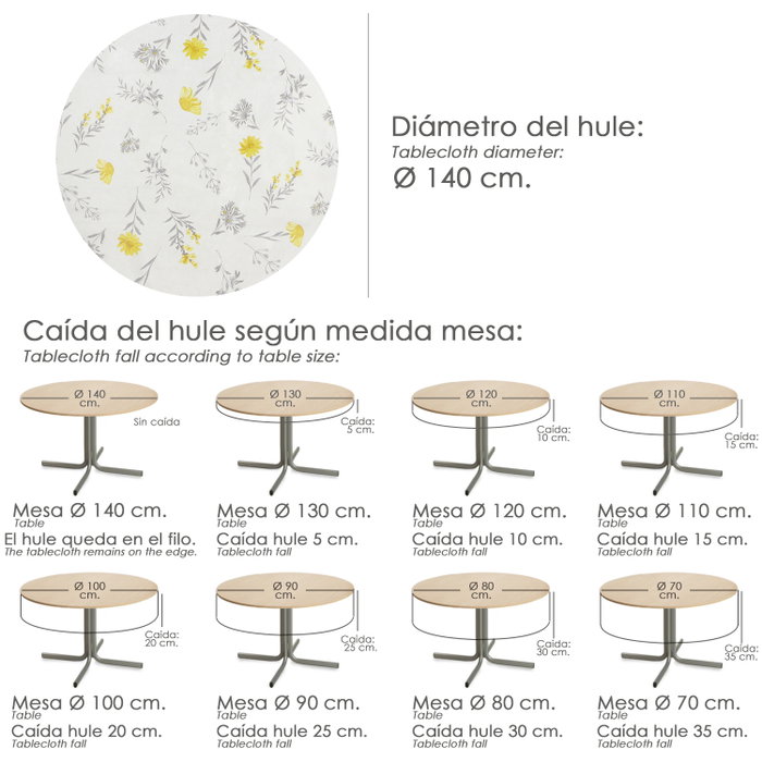 ORYX Nappe Ronde Ø140 cm Fleurs Jaunes