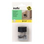 Inofix Butée de porte haute en acier inoxydable noir, fixation vis et adhésif, blister, 40x40x40 mm