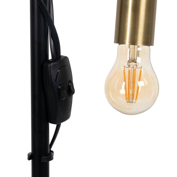 BigBuy Home Lampadaire Noir et Beige en Bois et Fer